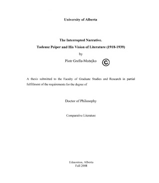 Full Download The Interrupted Narrative. Tadeusz Peiper and His Vision of Literature (1918-1939) - Piotr Grella-Mozejko | ePub