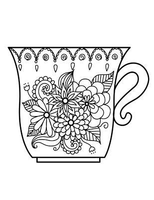 Read Blank Book Journal: Cup Zentangle Cover Diary Notebook: 8.5 X 11 Size 120 Gray Lined Pages! Color the Cover! -  file in PDF